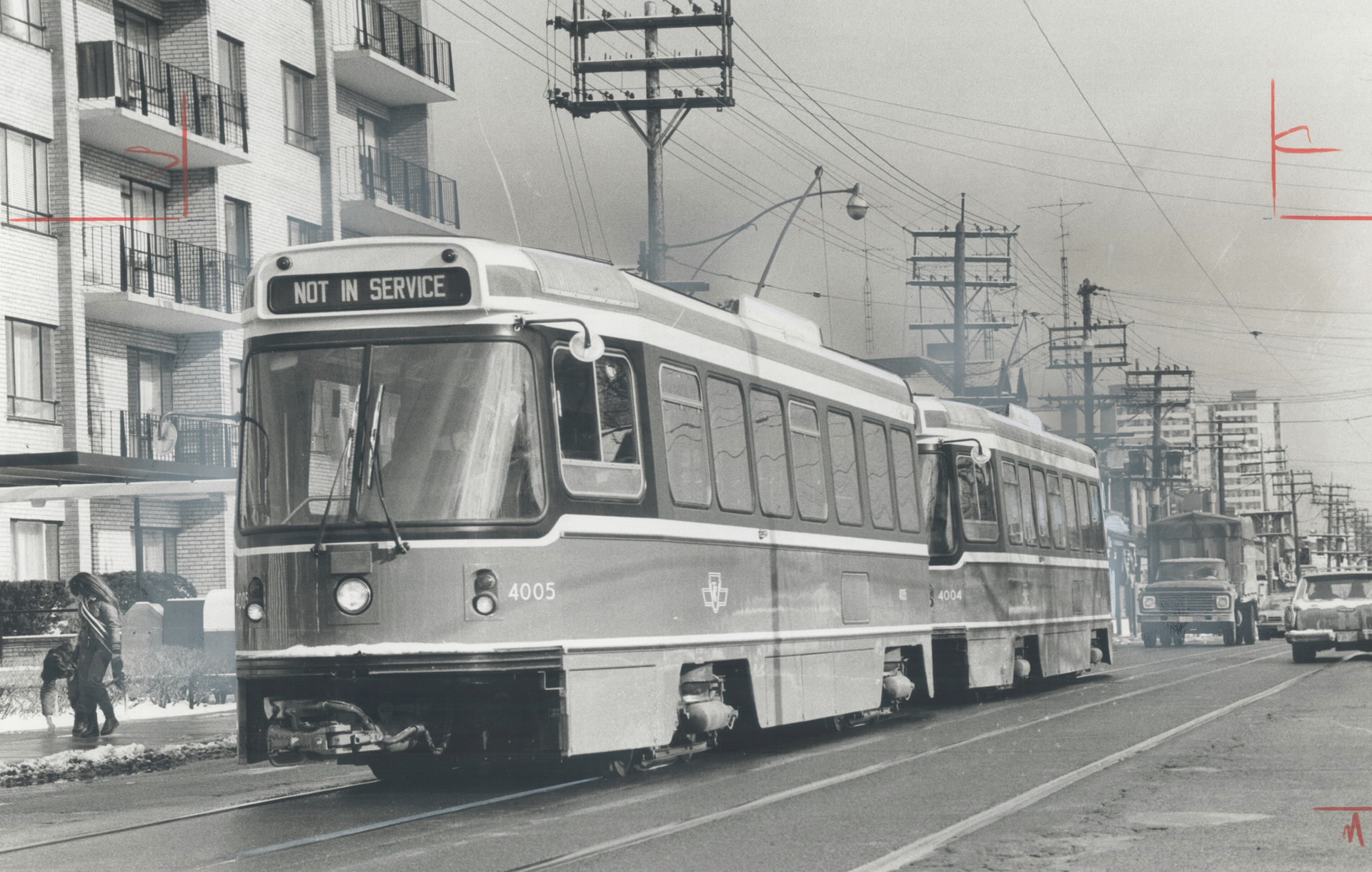 This image shows two CLRV LRV streetcars coupled together.